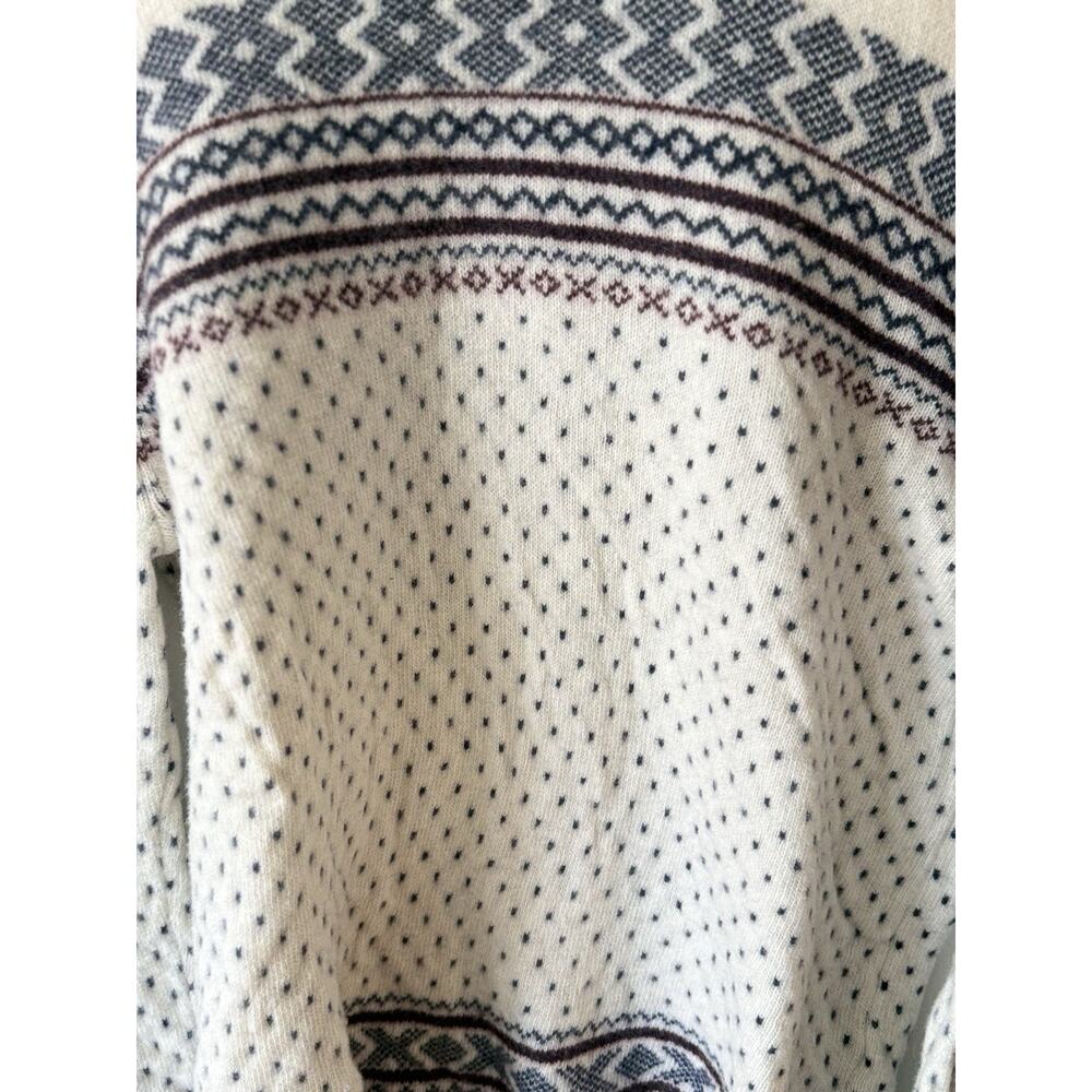 Barbour Mens Large Fits Like XL 100% Wool Sweater Fair Isle Blue White See Descr - Picture 5 of 14